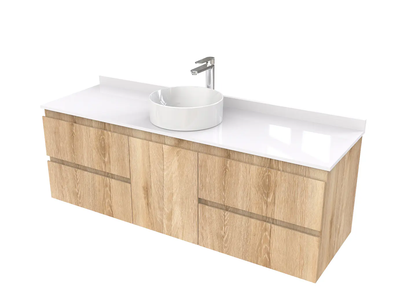 Mueble Vanitorio  aereo para lavamanos sobreponer simple de 150 cm M2-1530-SPA / Cava 1