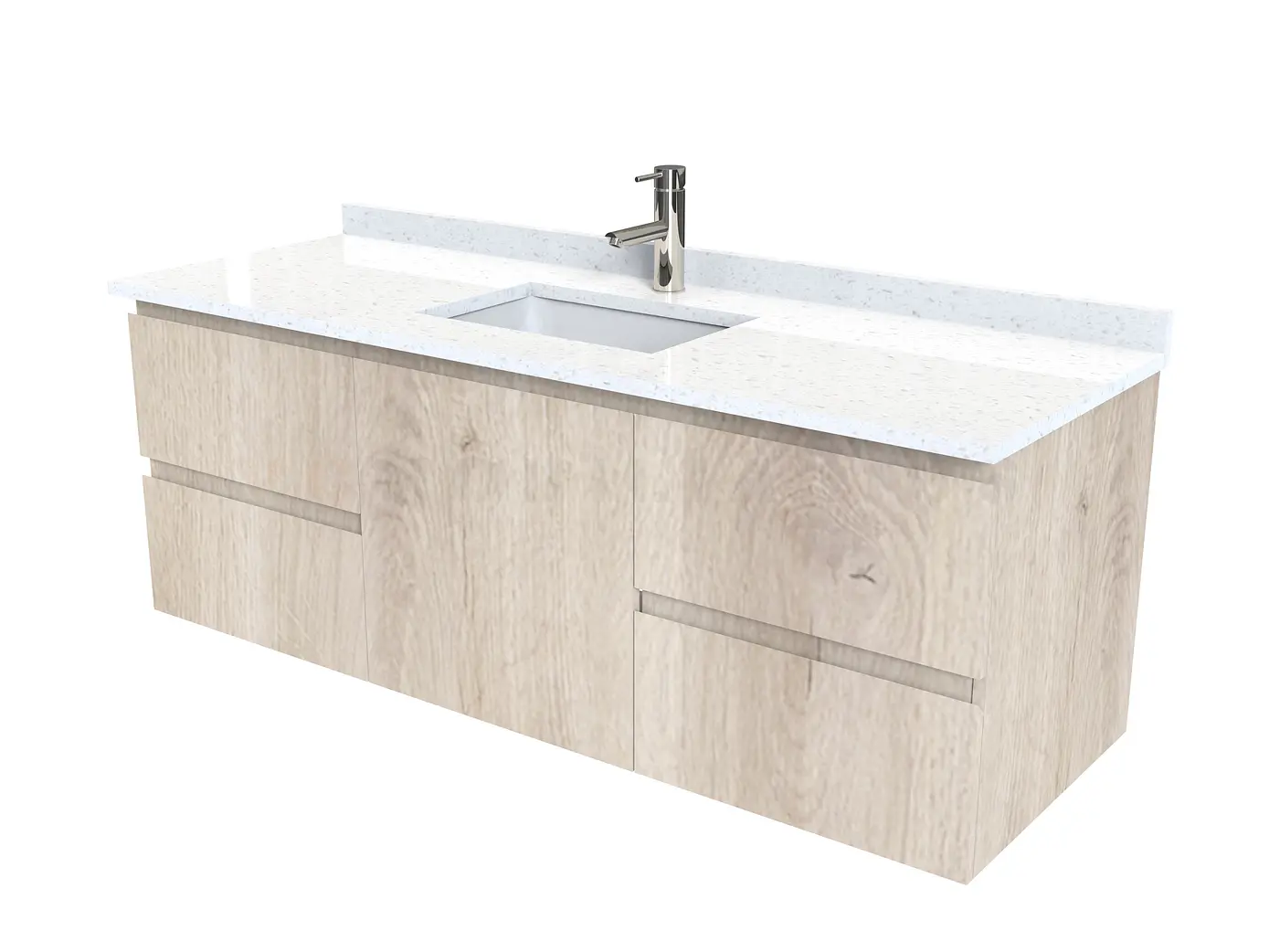 Mueble vanitorio aereo de 160 cm con cubierta de cuarzo / M2-1638-A / Jerez 1