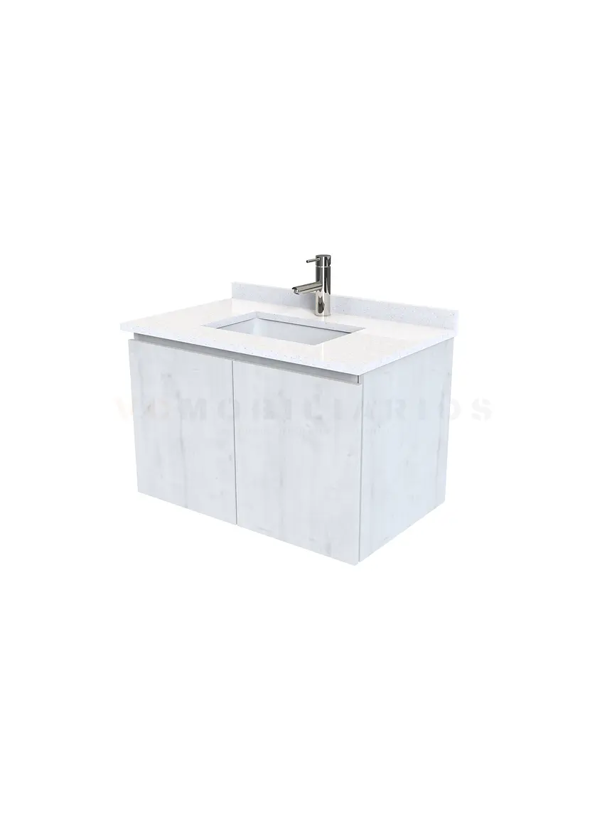 Mueble vanitorio aereo de 70 cm con cubierta de cuarzo / M0-738-A / Alaska 1