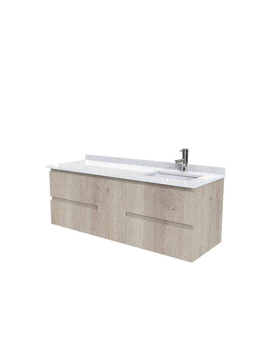 Mueble vanitorio Aéreo de 150 cm con cubierta de cuarzo / M2-1533 -A / Jerez 1