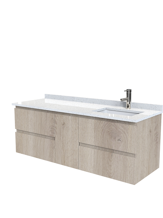 Mueble vanitorio Aéreo de 150 cm con cubierta de cuarzo / M2-1533 -A / Jerez 1