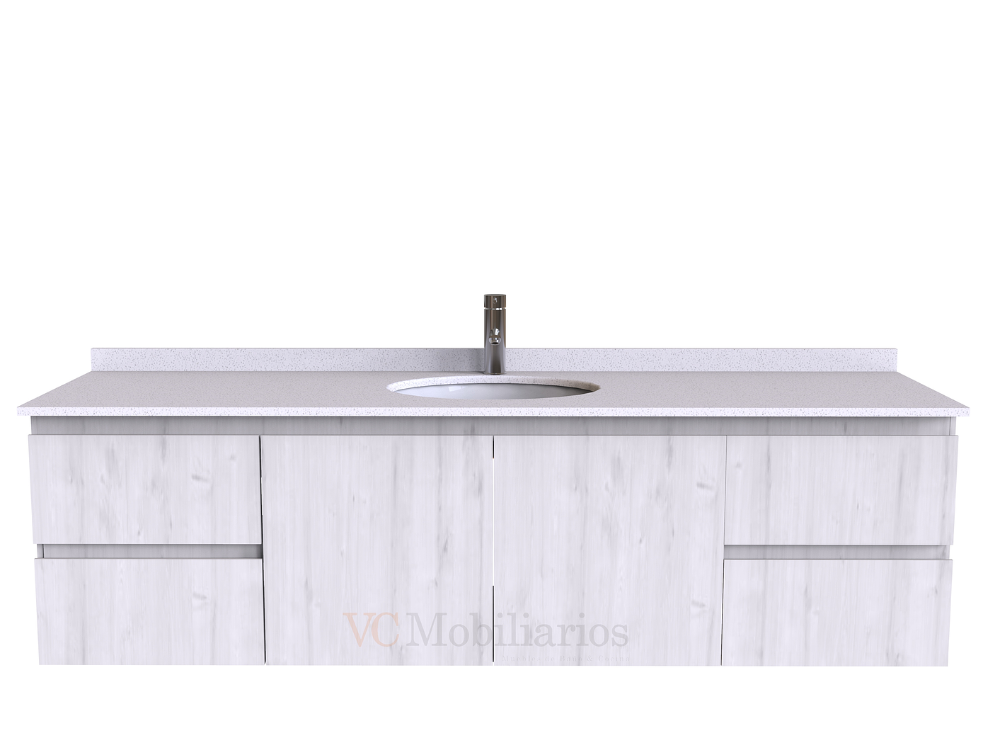 Mueble Vanitorio aereo simple de 160 cm M2-1603 / Alaska 1