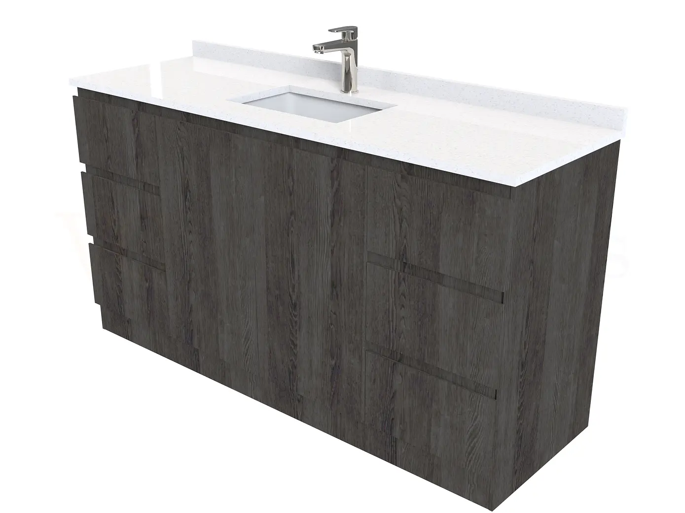 Mueble vanitorio al piso de 140 cm con cubierta de cuarzo M6-1438 /  Espresso 1