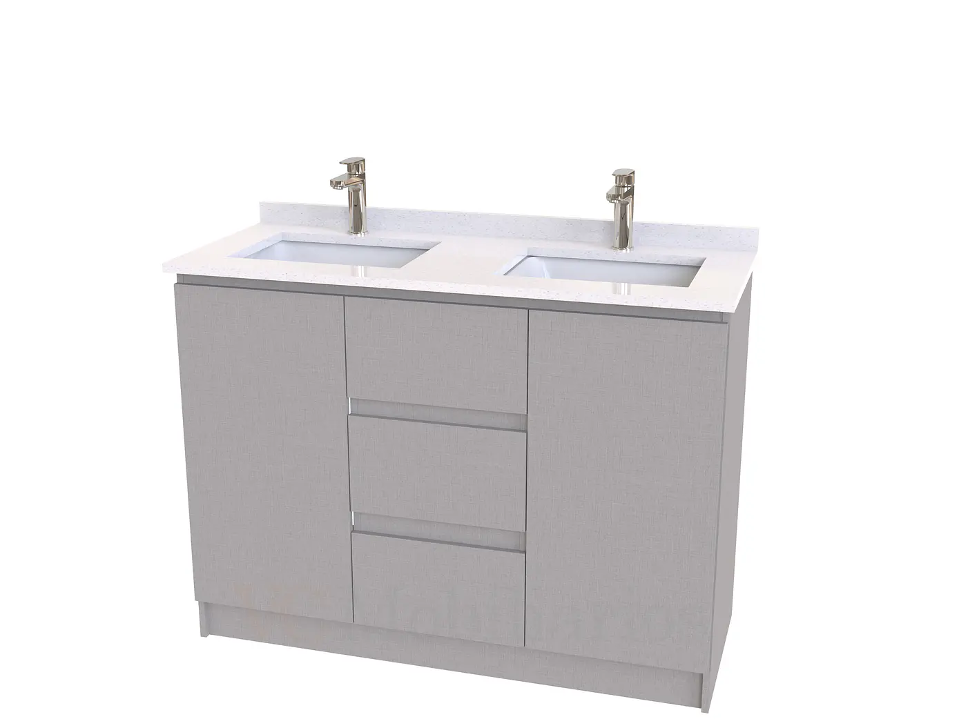 Mueble vanitorio Doble al piso con cubierta de cuarzo  de 130 cm /  M2-1334 -D / Notte 1