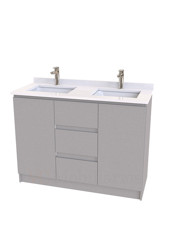 Mueble vanitorio Doble al piso con cubierta de cuarzo  de 130 cm /  M2-1334 -D / Notte 1