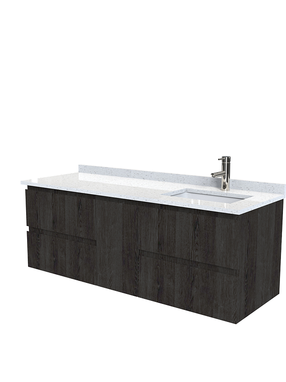 Mueble vanitorio Aéreo de 150 cm con cubierta de cuarzo / M2-1533 -A / Espresso 1