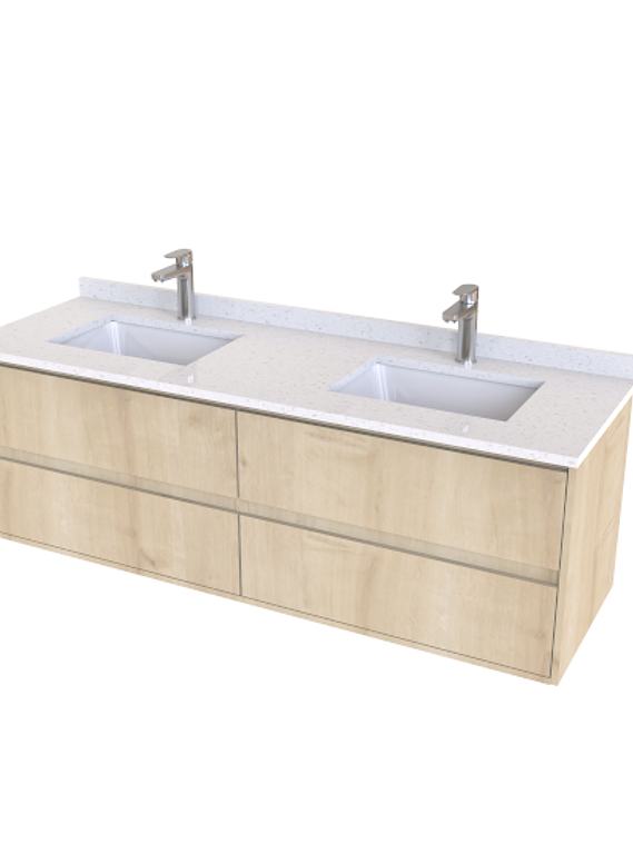 Mueble vanitorio Doble Aéreo  de 150 cm con cubierta de cuarzo /  M4-1538 -DA /  Rustico 1