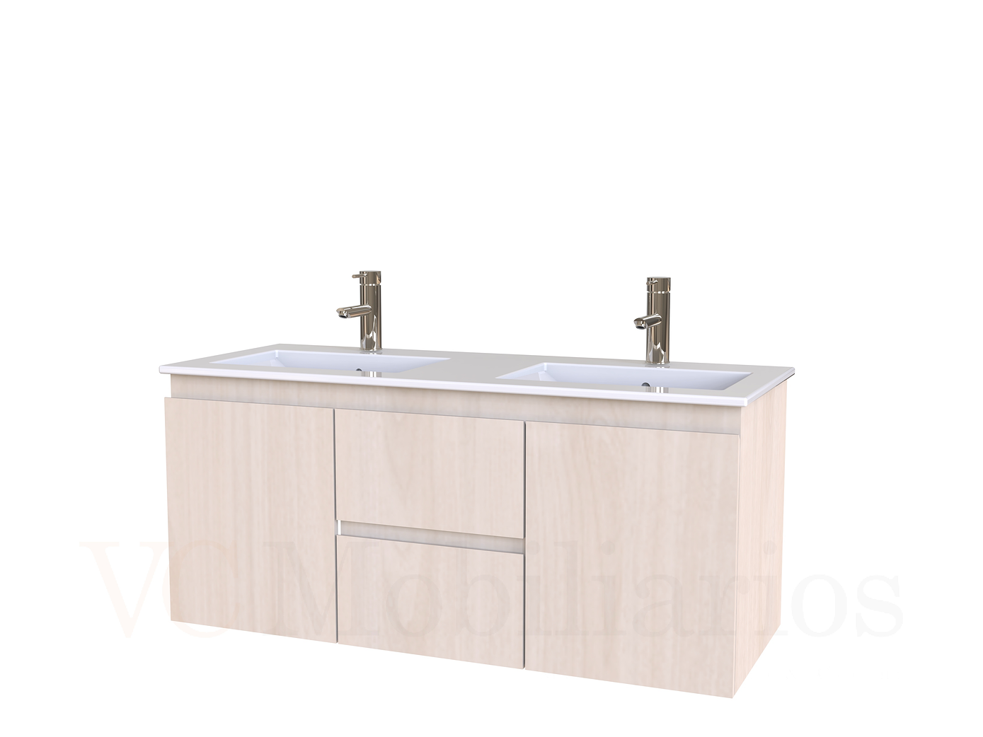 Mueble vanitorio Doble Aéreo  de 120 cm con cubierta de loza  /  M2-1221 -DA /  Nougat 1