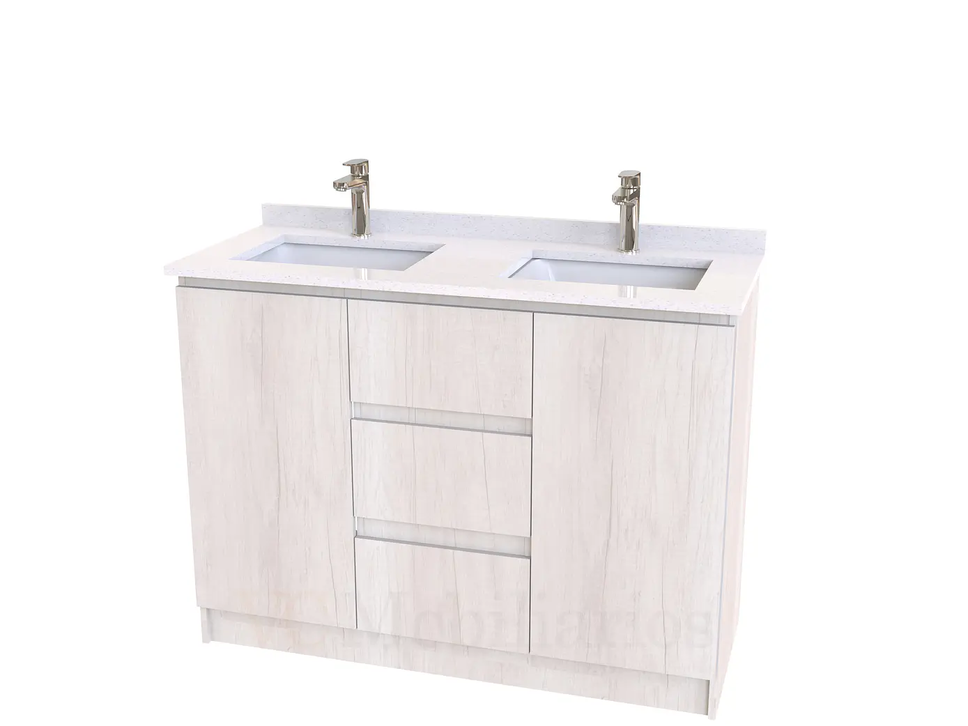 Mueble vanitorio Doble al piso con cubierta de cuarzo  de 130 cm /  M2-1334 -D / Toscana 1