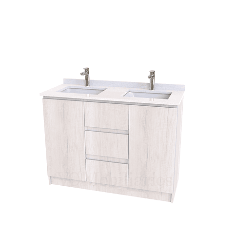 Mueble vanitorio Doble al piso con cubierta de cuarzo  de 130 cm /  M2-1334 -D / Toscana