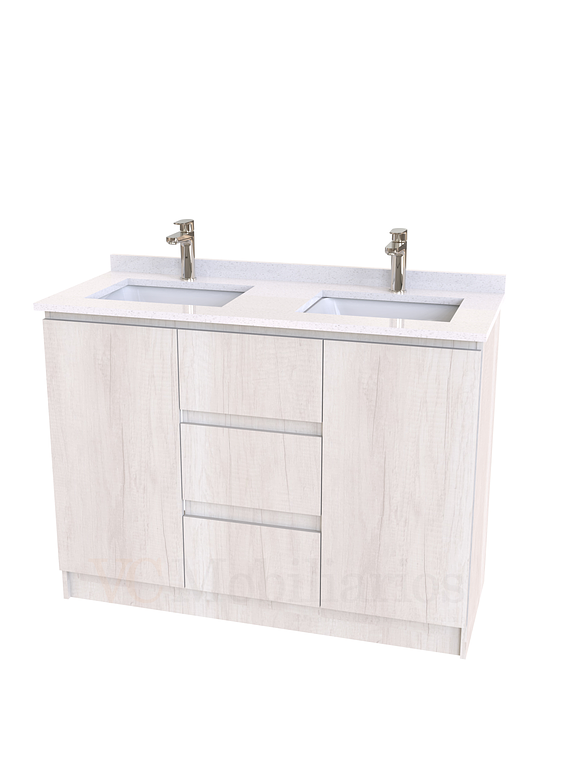 Mueble vanitorio Doble al piso con cubierta de cuarzo  de 130 cm /  M2-1334 -D / Toscana 1