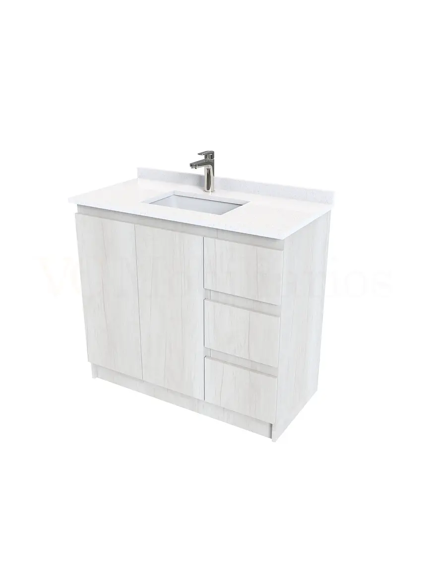 Mueble vanitorio al piso de 90 cm con cubierta de cuarzo M2-938 / Toscana 2