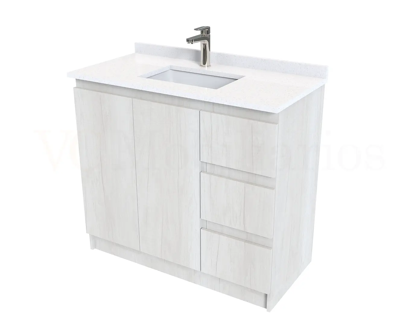 Mueble vanitorio al piso de 90 cm con cubierta de cuarzo M2-938 / Toscana 1