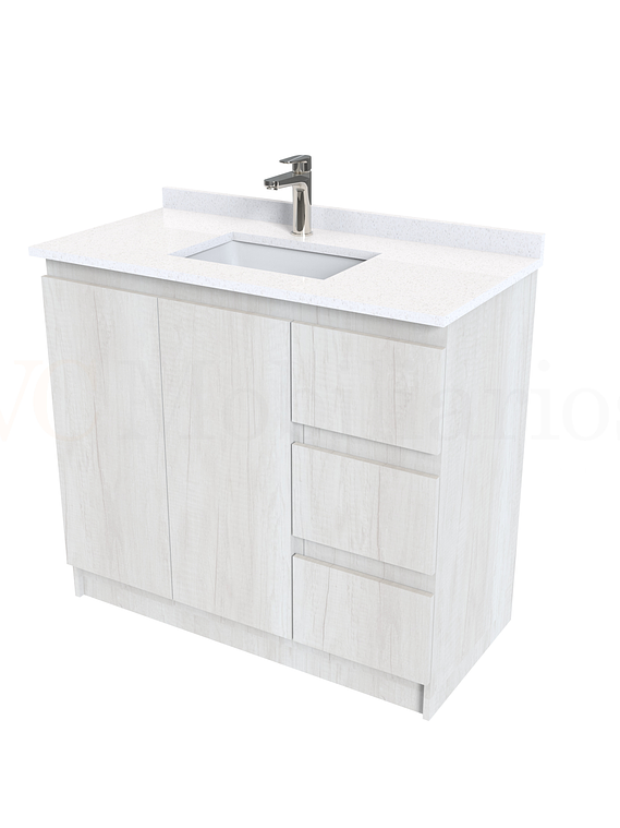 Mueble vanitorio al piso de 90 cm con cubierta de cuarzo M2-938 / Toscana 1