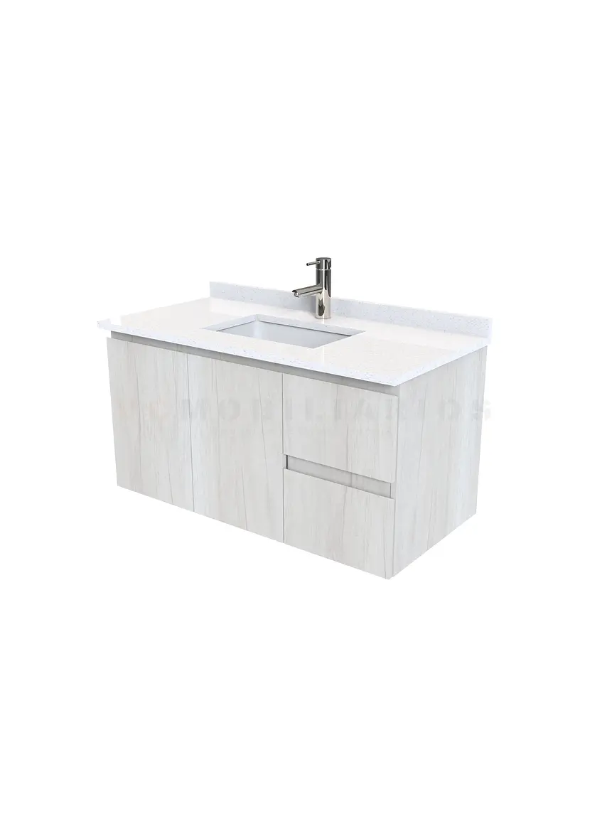 Mueble vanitorio aereo de 100 cm con cubierta de cuarzo / M2-1038-A / Toscana 1