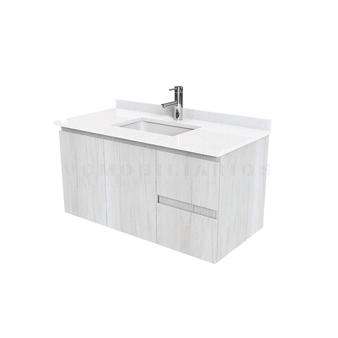 Mueble vanitorio aereo de 100 cm con cubierta de cuarzo / M2-1038-A / Toscana