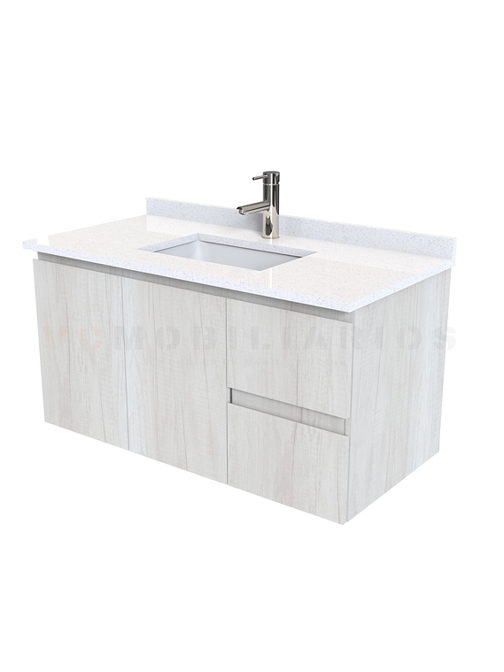 Mueble vanitorio aereo de 100 cm con cubierta de cuarzo / M2-1038-A / Toscana 1