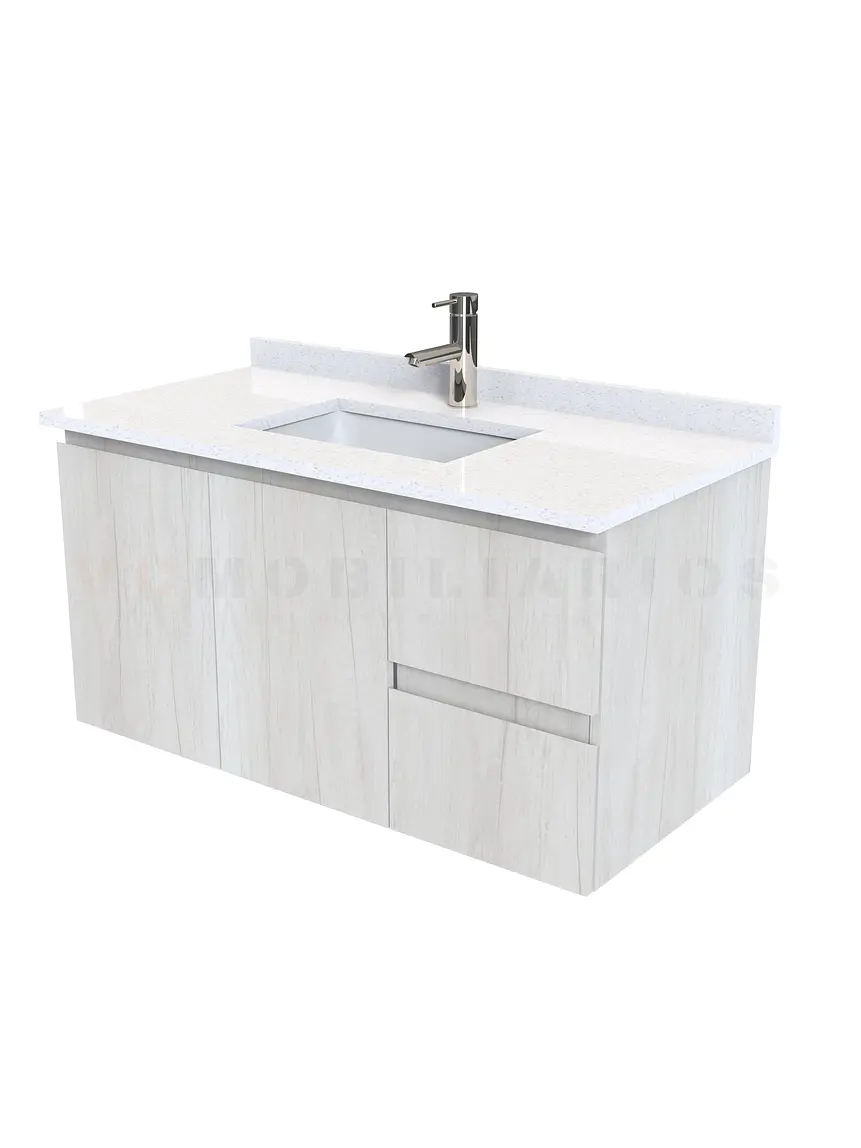 Mueble vanitorio aereo de 100 cm con cubierta de cuarzo / M2-1038-A / Toscana 1