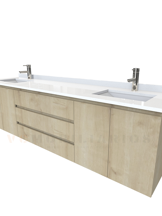 Mueble vanitorio Doble Aéreo  de 200 cm /  M2-2028 -DA / Rustico 1