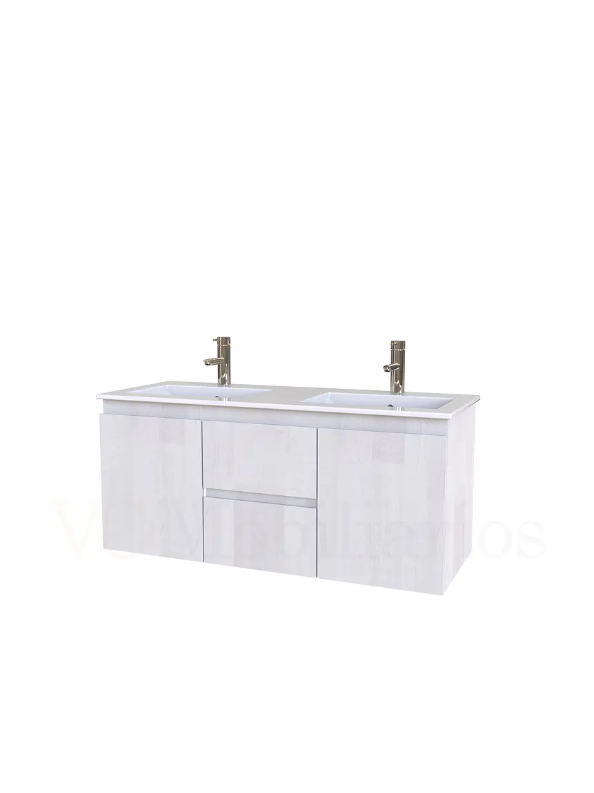 Mueble vanitorio Doble Aéreo  de 120 cm con cubierta de loza  /  M2-1221 -DA / Legno 1