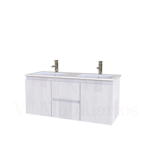 Mueble vanitorio Doble Aéreo  de 120 cm con cubierta de loza  /  M2-1221 -DA / Legno