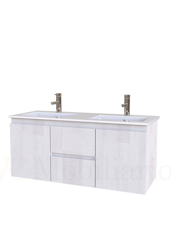 Mueble vanitorio Doble Aéreo  de 120 cm con cubierta de loza  /  M2-1221 -DA / Legno 1