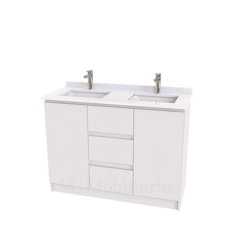 Mueble vanitorio Doble al piso con cubierta de cuarzo  de 130 cm /  M2-1334 -D / Giorno