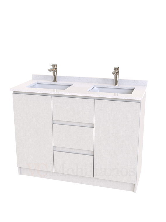 Mueble vanitorio Doble al piso con cubierta de cuarzo  de 130 cm /  M2-1334 -D / Giorno 1