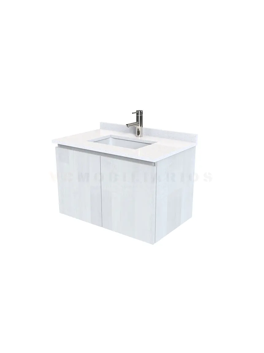 Mueble vanitorio aereo de 70 cm con cubierta de cuarzo / M0-738-A / Legno 1