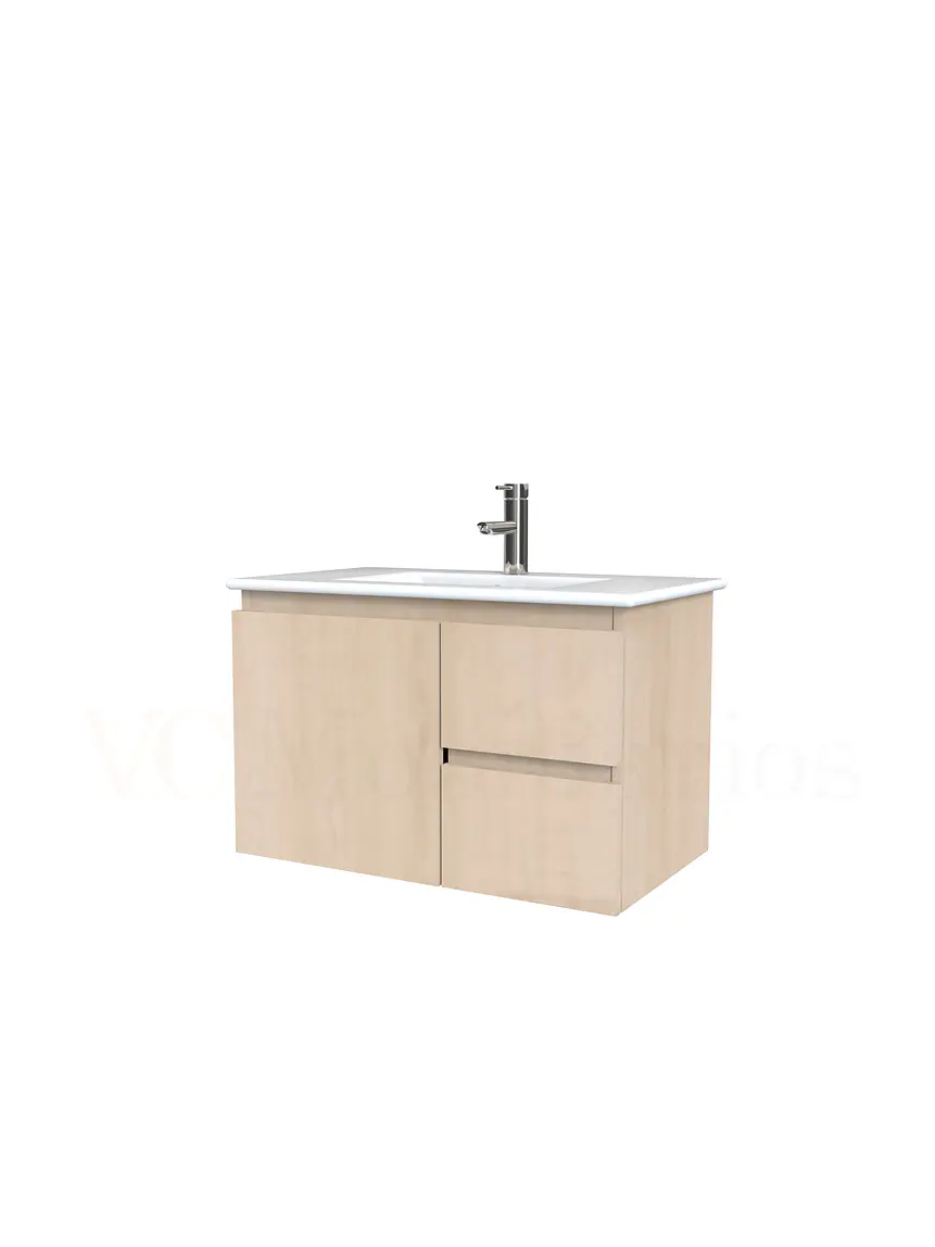 Mueble vanitorio aereo con cubierta de loza de 80 cm / M2-801-A / Rustico 1