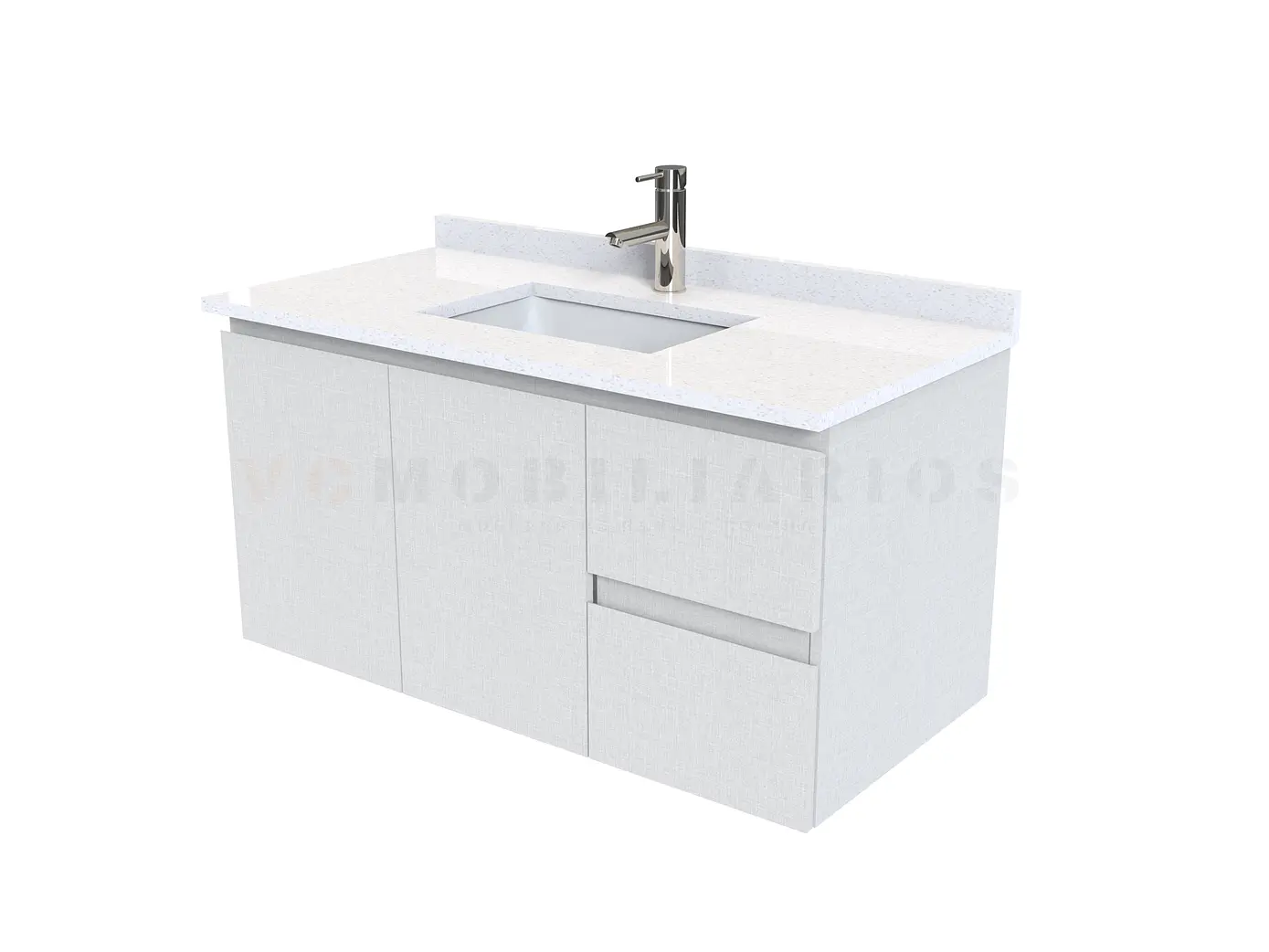 Mueble vanitorio aereo de 100 cm con cubierta de cuarzo / M2-1038-A / Giorno 1