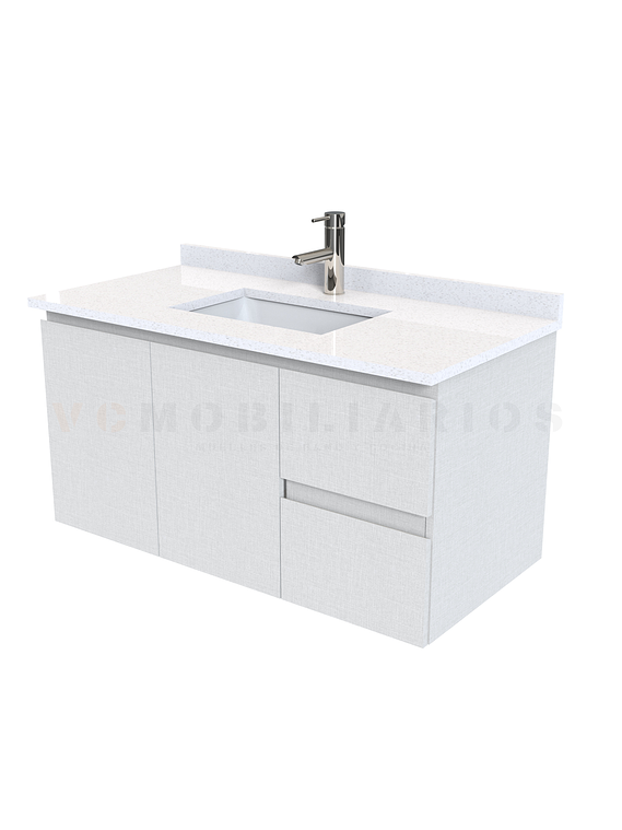 Mueble vanitorio aereo de 100 cm con cubierta de cuarzo / M2-1038-A / Giorno 1