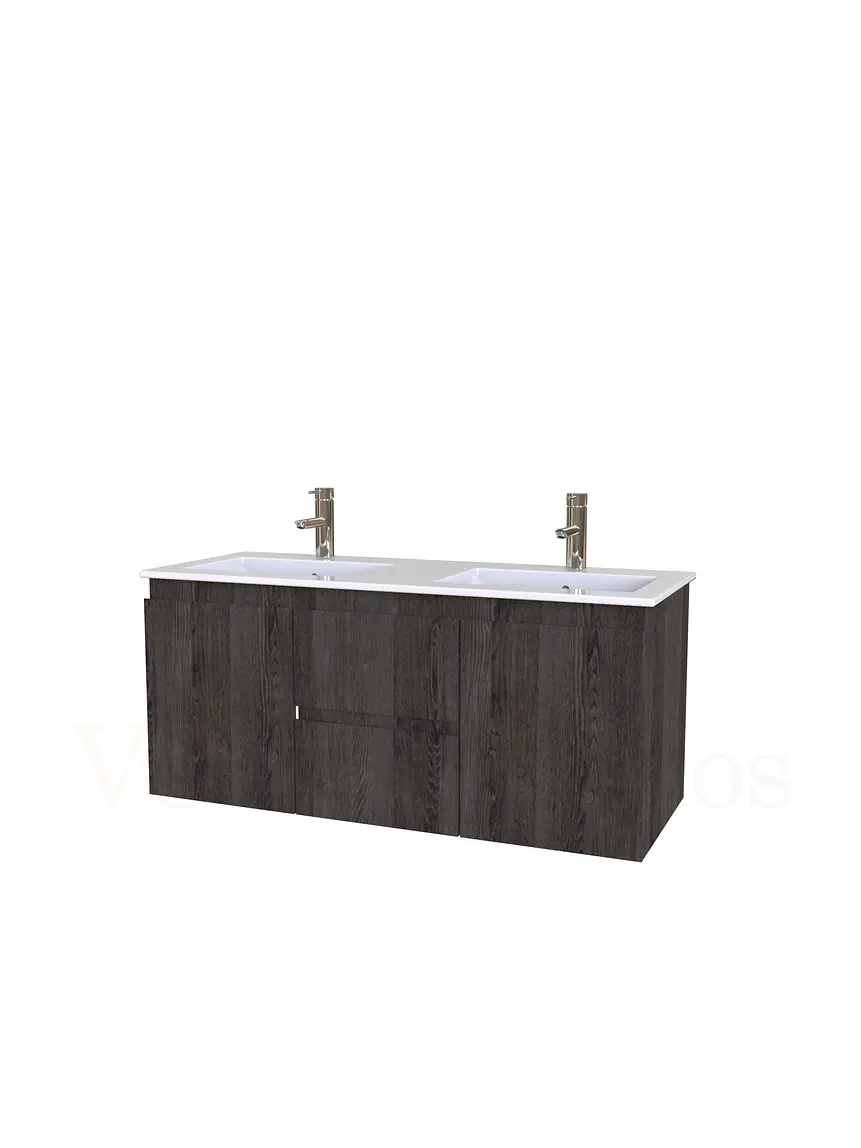 Mueble vanitorio Doble Aéreo  de 120 cm con cubierta de loza  /  M2-1221 -DA / Espresso 2