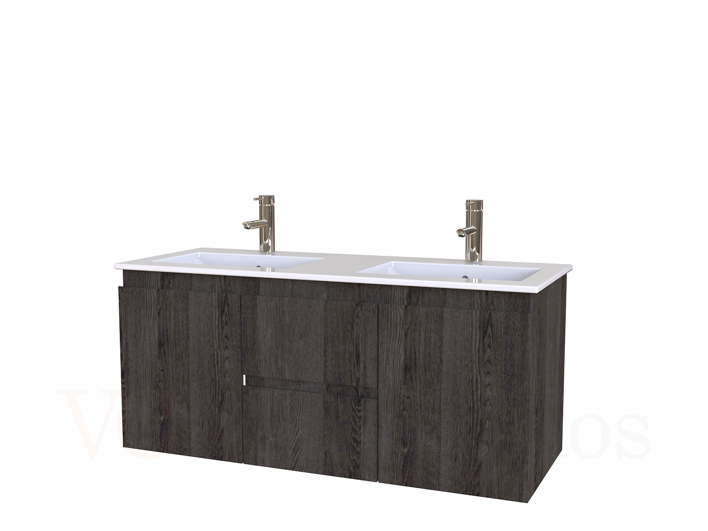 Mueble vanitorio Doble Aéreo  de 120 cm con cubierta de loza  /  M2-1221 -DA / Espresso 1