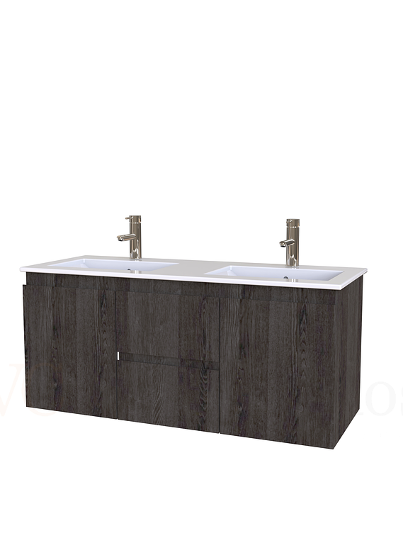 Mueble vanitorio Doble Aéreo  de 120 cm con cubierta de loza  /  M2-1221 -DA / Espresso 1
