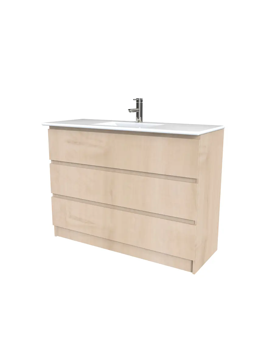 Mueble vanitorio al piso  de 120  cm con cubierta de loza M3-1201  / Rustico 1