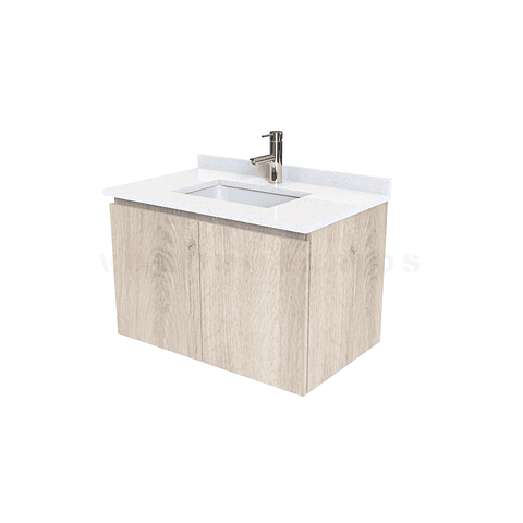 Mueble vanitorio aereo de 70 cm con cubierta de cuarzo / M0-738-A / Jerez