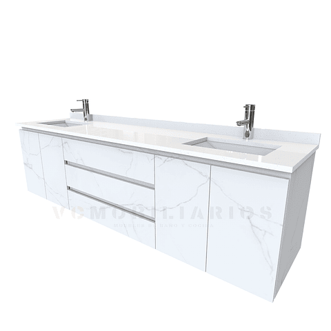 Mueble vanitorio Doble Aéreo  de 200 cm /  M2-2028 -DA / Marmara