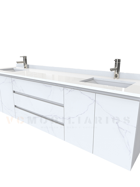 Mueble vanitorio Doble Aéreo  de 200 cm /  M2-2028 -DA / Marmara 1