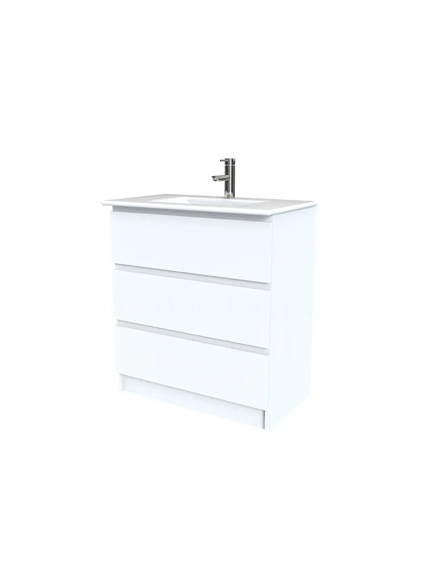 Mueble vanitorio al piso  de 70  cm con cubierta de loza M3-701  / Blanco 1