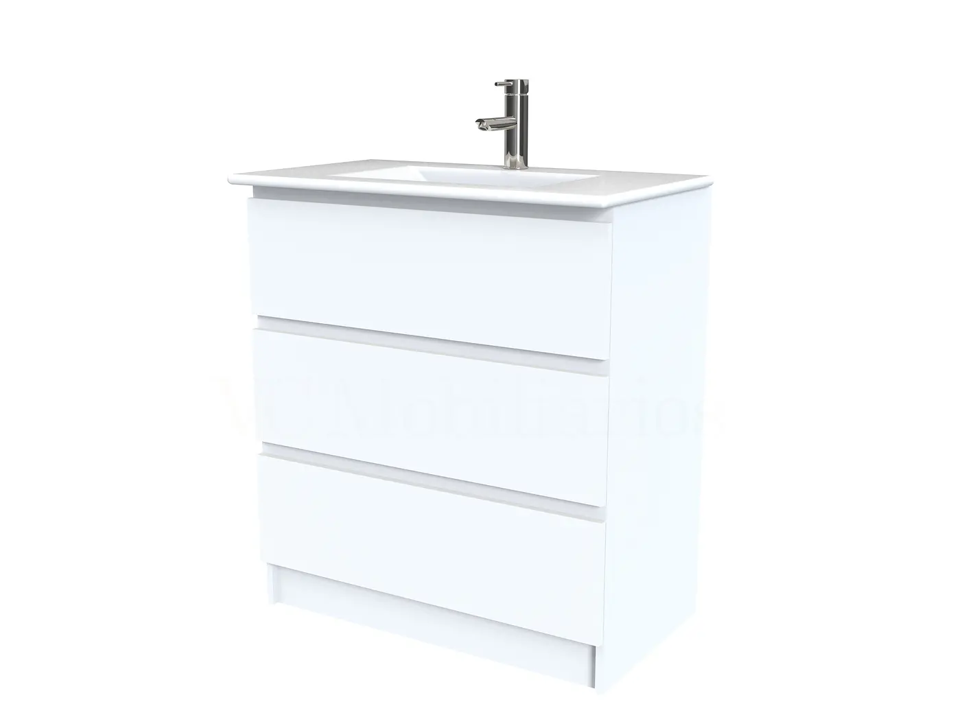 Mueble vanitorio al piso  de 70  cm con cubierta de loza M3-701  / Blanco 1