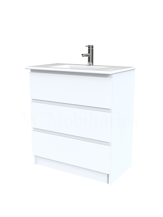 Mueble vanitorio al piso  de 70  cm con cubierta de loza M3-701  / Blanco 1