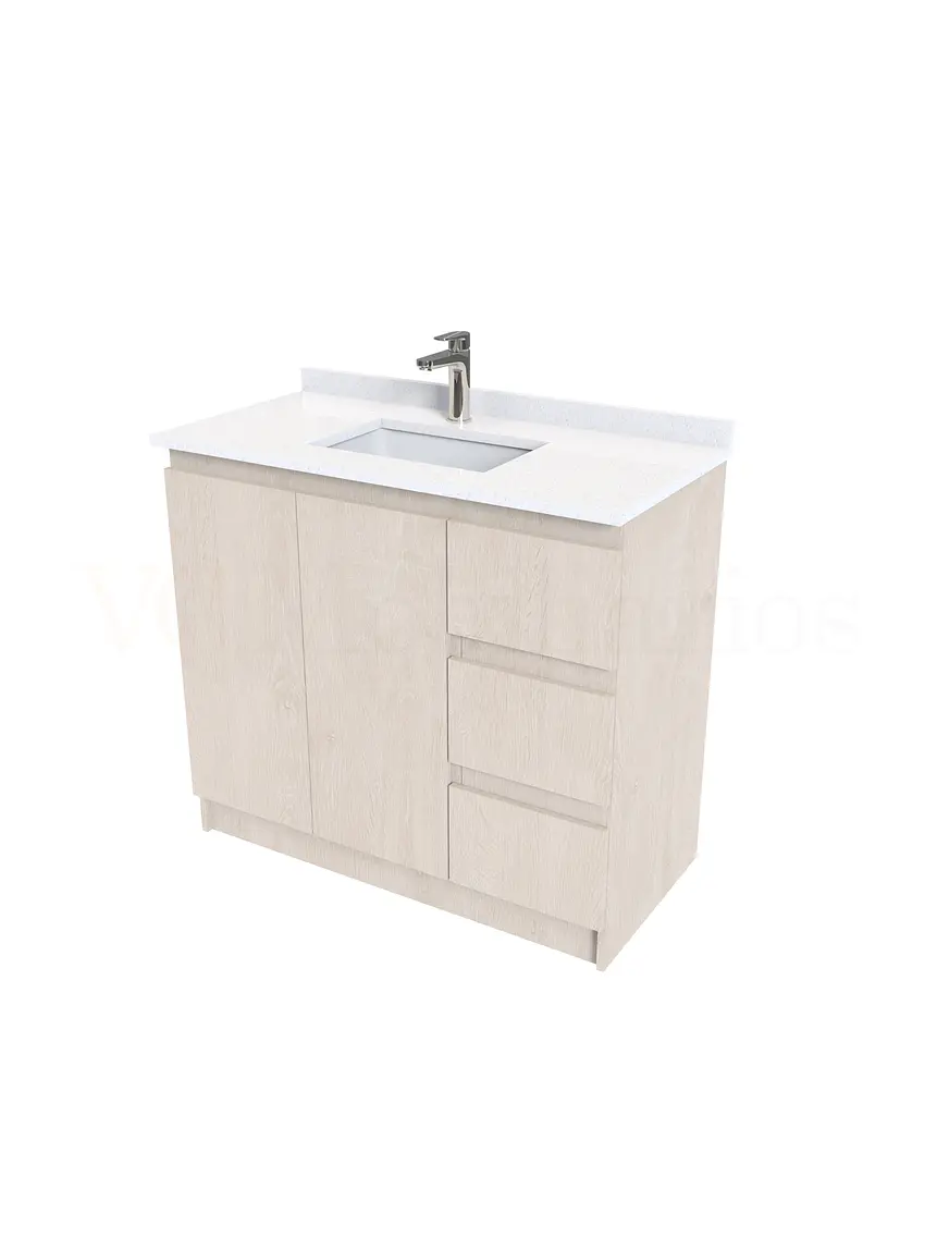 Mueble vanitorio al piso de 90 cm con cubierta de cuarzo M2-938 / Provenzal 2