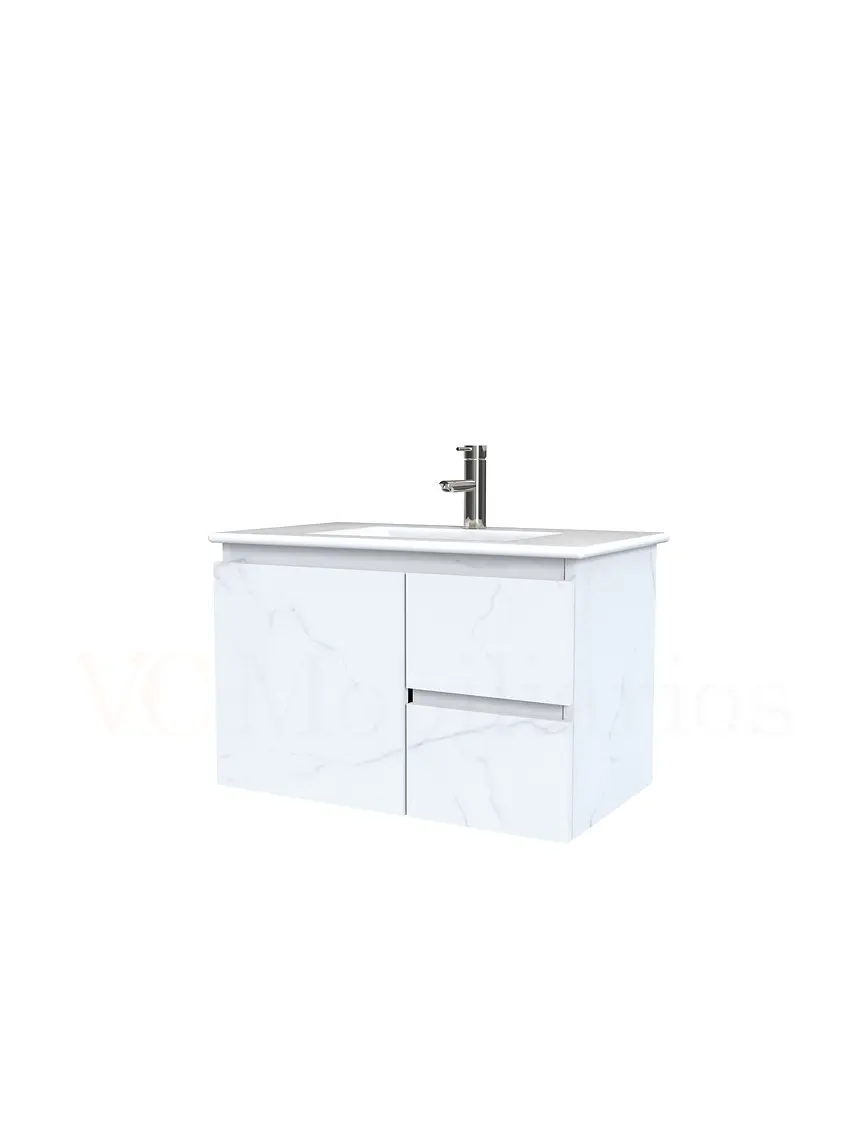 Mueble vanitorio aereo con cubierta de loza de 80 cm / M2-801-A / Marmara 1