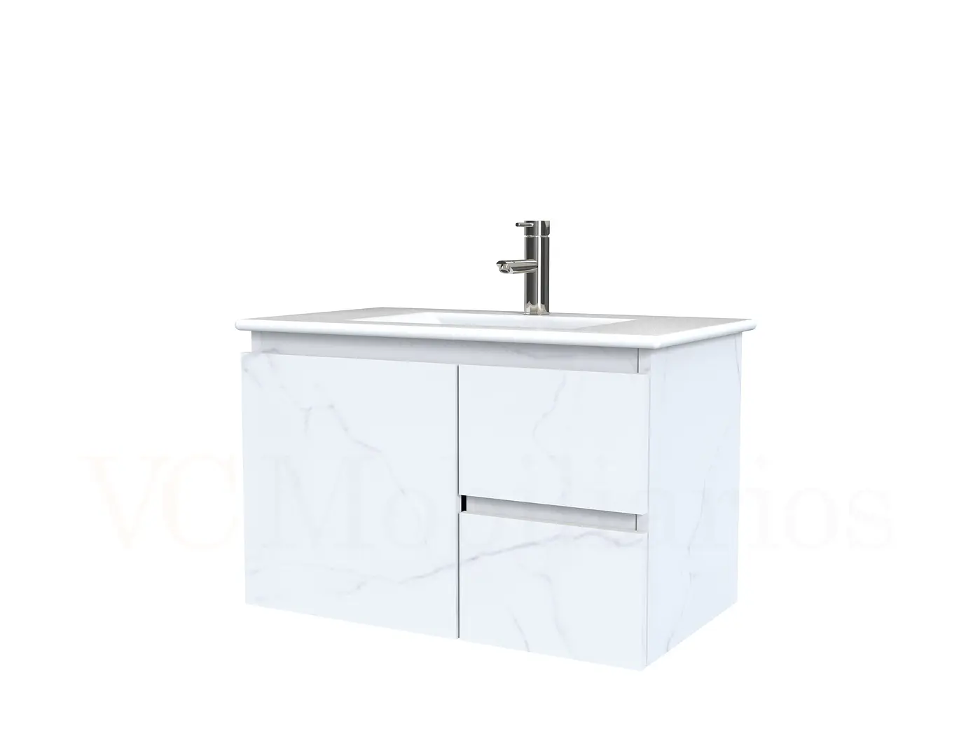 Mueble vanitorio aereo con cubierta de loza de 80 cm / M2-801-A / Marmara 1