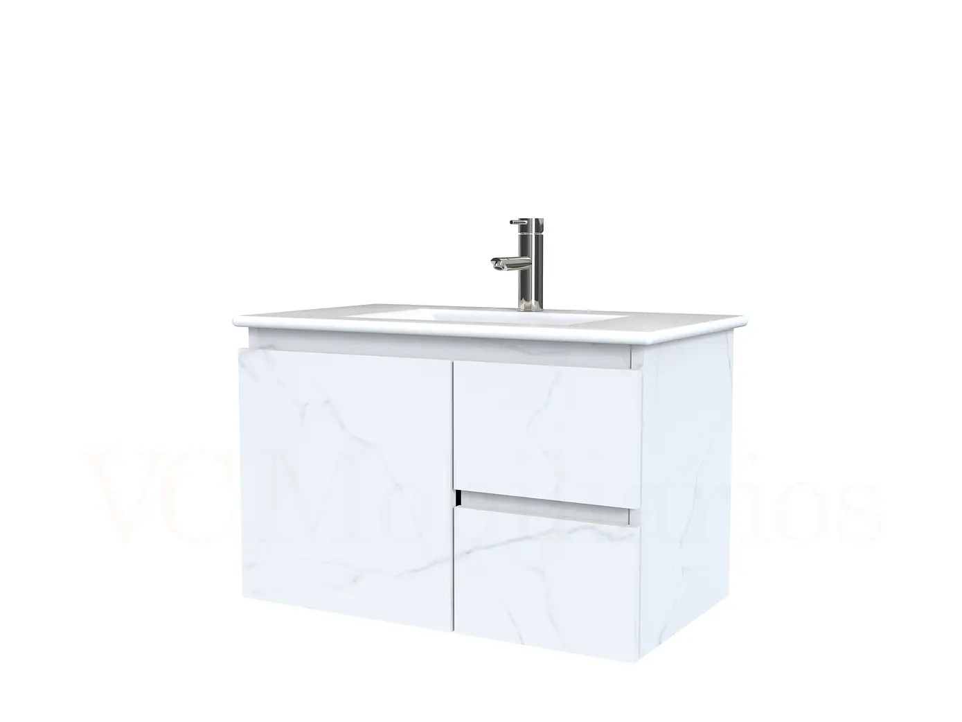 Mueble vanitorio aereo con cubierta de loza de 70 cm  /  M2-701-A / Marmara 1