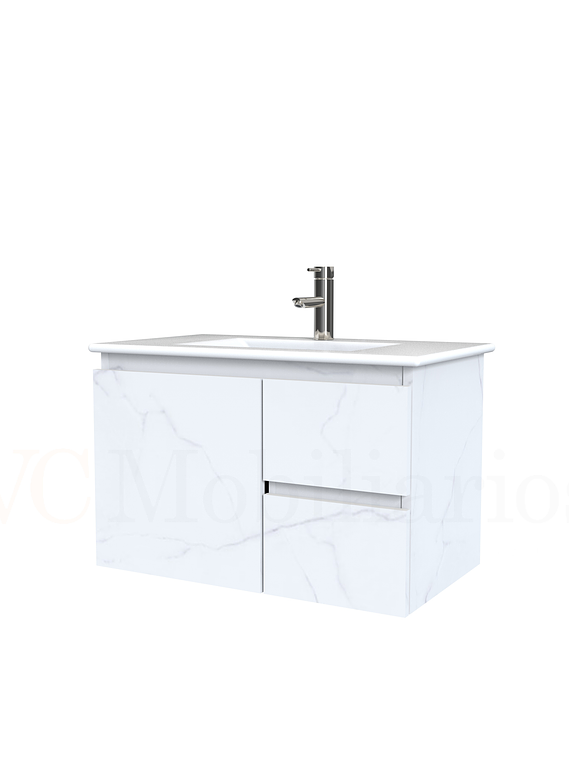 Mueble vanitorio aereo con cubierta de loza de 70 cm  /  M2-701-A / Marmara 1