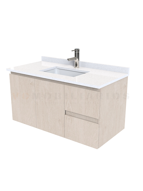 Mueble vanitorio aereo de 100 cm con cubierta de cuarzo / M2-1038-A / Provenzal 1