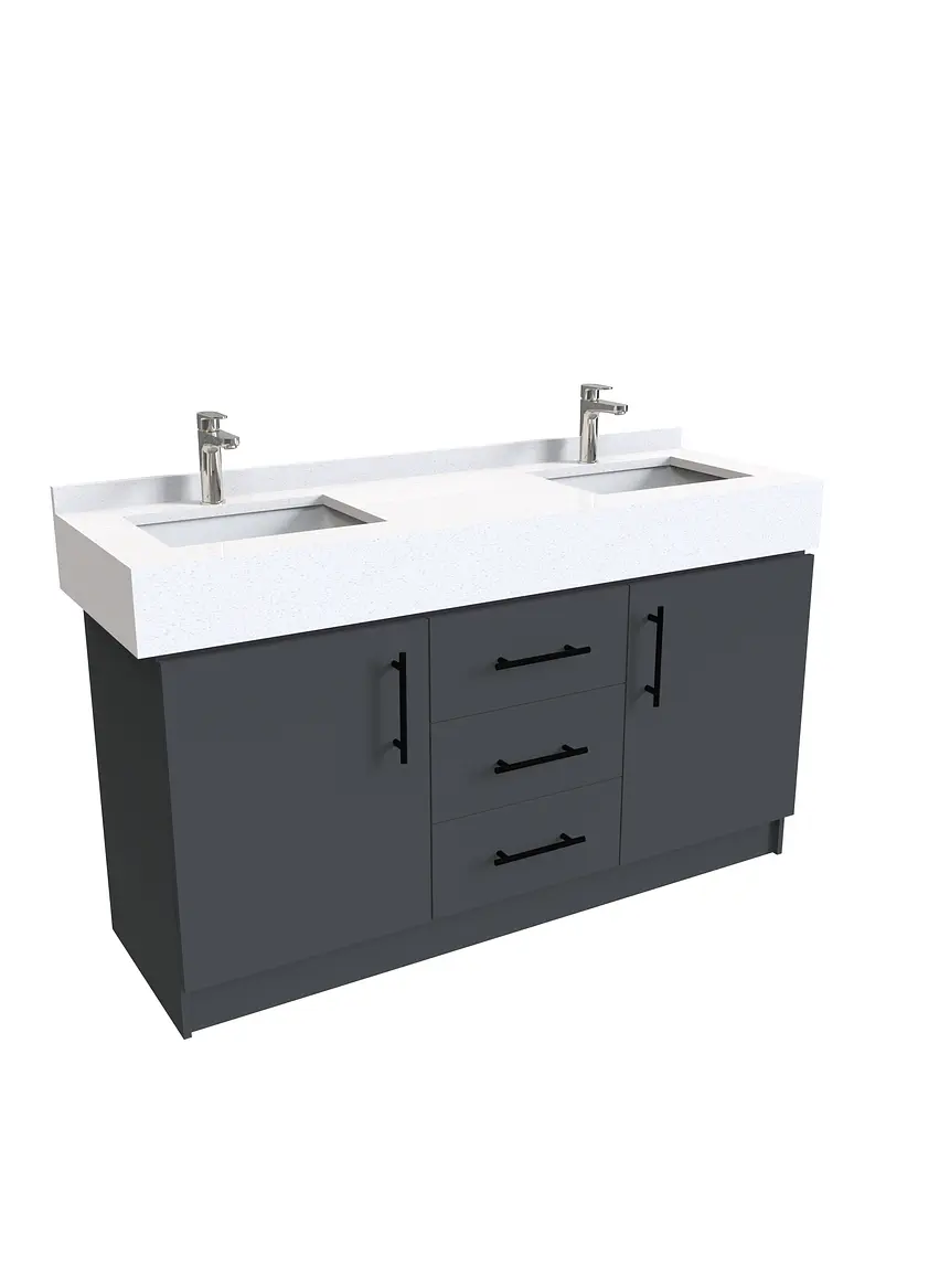 Mueble vanitorio Doble al piso  de 150 cm /  F1-1538 -D / Grafito 1