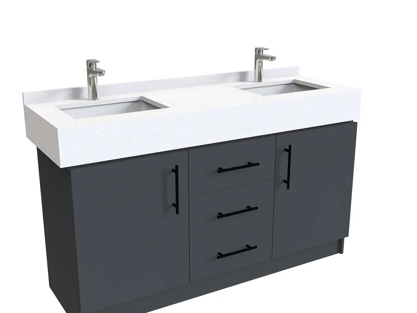 Mueble vanitorio Doble al piso  de 150 cm /  F1-1538 -D / Grafito 1